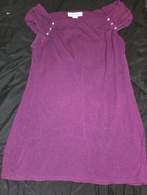White House Black Market Plum Short Sleeve Knit Tunic